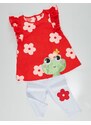Denokids Frog Red White Girls Kids Tunic Leggings Suit