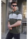 Madmext Men's Khaki Polo Neck Zippered T-Shirt 5733