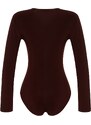 Trendyol Brown Padded Drape Detailed Fitted/Sleepy, Flexible Knitted Bodysuit