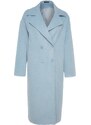 Trendyol Blue Oversized Wide Cut Long Wool Cachet Coat