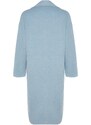 Trendyol Blue Oversized Wide Cut Long Wool Cachet Coat