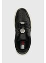 Kožené sneakers boty Tommy Jeans TJW RETRO BASKET FLATFORM CHARM černá barva, EN0EN02245