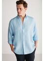 GRIMELANGE Brice Men's 100% Linen Flowy Light Blue Shirt