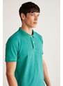 GRIMELANGE Chris Men Regular Fit 100% Cotton Green Polo Neck T-shirt