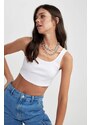 DEFACTO Crop Square Collar Corded Camisole Singlet