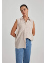 DEFACTO Oversize Fit Shirt Collar Premium Sleeveless Shirt