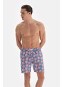 Dagi Blue-salmon Coral Pattern Mid Sea Shorts