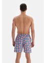 Dagi Blue-salmon Coral Pattern Mid Sea Shorts