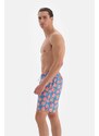 Dagi Blue-salmon Coral Pattern Mid Sea Shorts