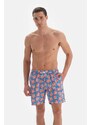 Dagi Blue-salmon Coral Pattern Mid Sea Shorts