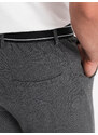 Ombre Clothing Pánské pletené kalhoty s elastickým pasem - tmavě šedé V2 OM-PACP-0116