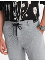 Ombre Clothing Pánské pletené kalhoty s pružným pasem - světle šedé V1 OM-PACP-0116