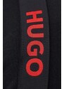 Bavlněná mikina HUGO černá barva, s aplikací