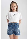 DEFACTO Girl Mom Fit Ripped Detailed Shorts