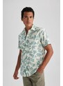 DEFACTO Regular Fit Poplin Printed Short Sleeve Shirt