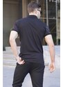 Madmext Black Patterned Polo Neck Men's T-Shirt 6079