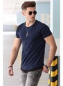 Madmext Basic Navy Blue Men's T-Shirt 4465