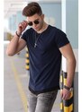 Madmext Basic Navy Blue Men's T-Shirt 4465