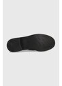 Kožené mokasíny Karl Lagerfeld PAYTON dámské, černá barva, na plochém podpatku, KL41420