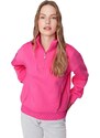 Trendyol Pink Oversize/Wide Zipper High Neck Thick Fleece Knitted Sweatshirt