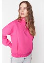 Trendyol Pink Oversize/Wide Zipper High Neck Thick Fleece Knitted Sweatshirt