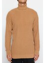 Trendyol Camel Oversize Wide Fit Turtleneck Basic Sweater