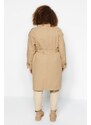 Trendyol Curve Light Khaki Belted Gabardine Trench Coat