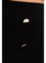 Trendyol Curve Black Gold Button Detailed Corduroy Knit Skirt