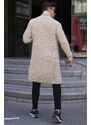 Madmext Stone Color Standing Collar Long Knitwear Cardigan with Pocket 6816
