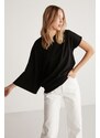 GRIMELANGE Katie Asymmetric Relaxed Black T-shirt