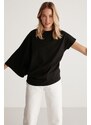 GRIMELANGE Katie Asymmetric Relaxed Black T-shirt