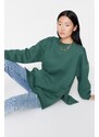 Trendyol Green Oversize/Wide fit with slits. Thick Fleece Inside Knitted Sweatshirt