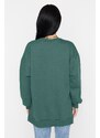 Trendyol Green Oversize/Wide fit with slits. Thick Fleece Inside Knitted Sweatshirt