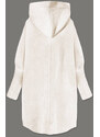 MADE IN ITALY Dlouhý vlněný přehoz přes oblečení typu "alpaka" ve smetanové barvě s kapucí (908)