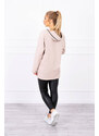 K-Fashion Béžová tunika na zip s kapucí Oversize
