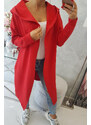 K-Fashion Dlouhý kabát s kapucí červený