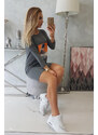 K-Fashion Šaty s 3D grafikou, grafitová krajka