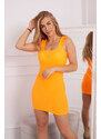 K-Fashion Šaty bez ramínek s volánky oranžové neonové