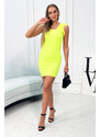 K-Fashion Šaty s nařasenými rukávy žluté neonové