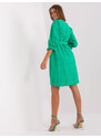 Fashionhunters Zelené prolamované šaty s 3/4 rukávy