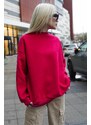 Madmext Fuchsia Crew Neck Basic Sweatshirt