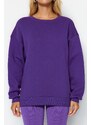 Trendyol Purple Oversize/Comfortable fit Basic Crew Neck Thick/Polarized Knitted Sweatshirt