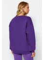 Trendyol Purple Oversize/Comfortable fit Basic Crew Neck Thick/Polarized Knitted Sweatshirt