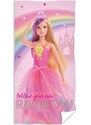 Carbotex Dívčí plážová osuška Barbie - Follow Your Own Rainbow - 100% bavlna - 70 x 140 cm