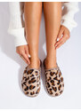 Shelvt BONA SLIPPERS IN LEOPARD PRINT