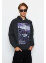 Trendyol Anthracite Men's Oversize/Wide-Cut Hoodie Sweatshirt