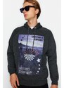 Trendyol Anthracite Men's Oversize/Wide-Cut Hoodie Sweatshirt