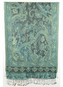 Hedvábná šála Jamawar velká - Černá a modrá s ornamenty