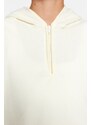 Trendyol Thick Ecru Fleece Hooded and Zippered Oversized/Wide Knit Sweatshirt