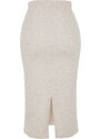 Trendyol Beige Normal Waist Thessaloniki/Knitwear Look Midi Pencil Skirt,